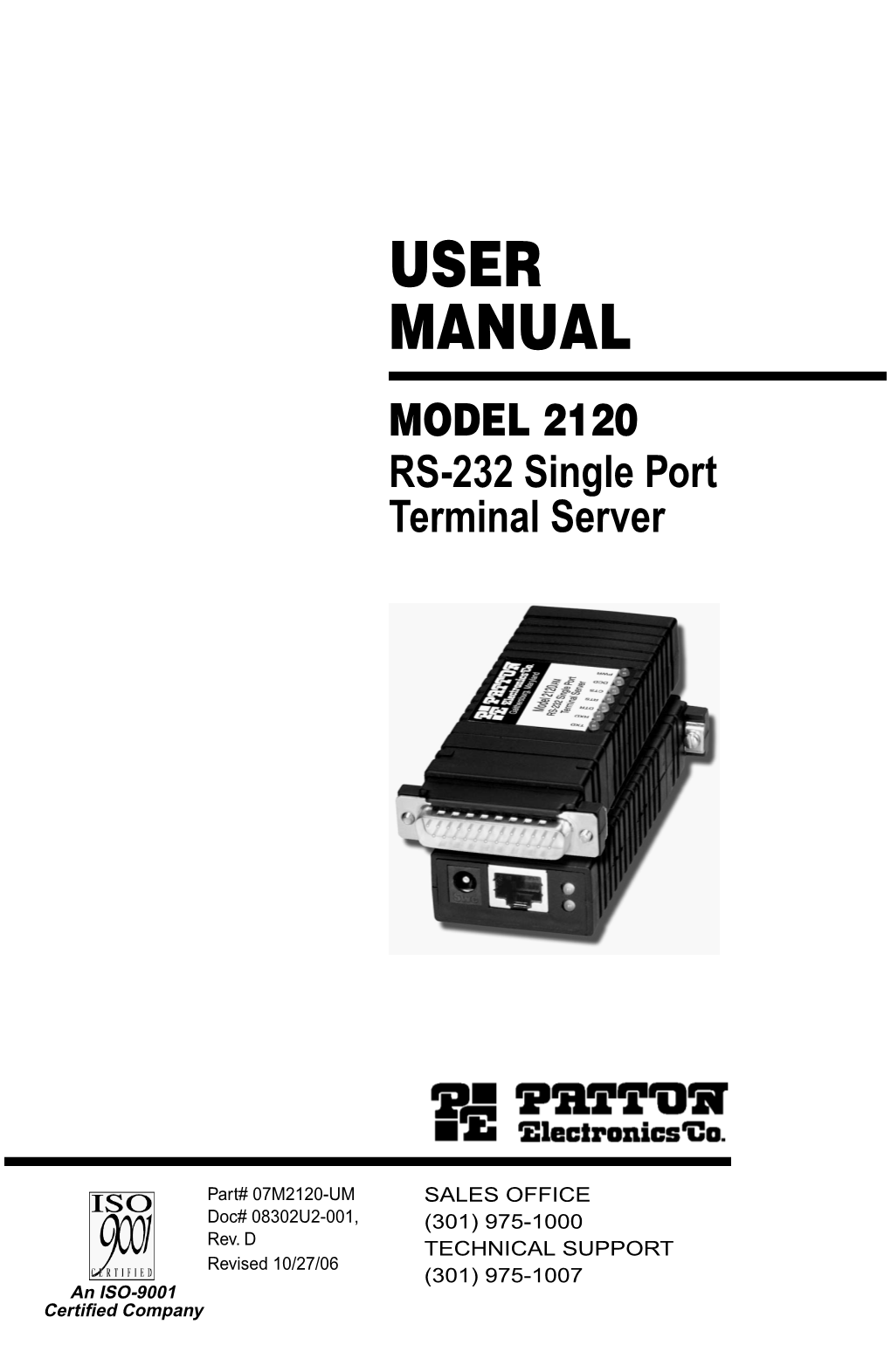 USER MANUAL MODEL 2120 RS-232 Single Port Terminal Server