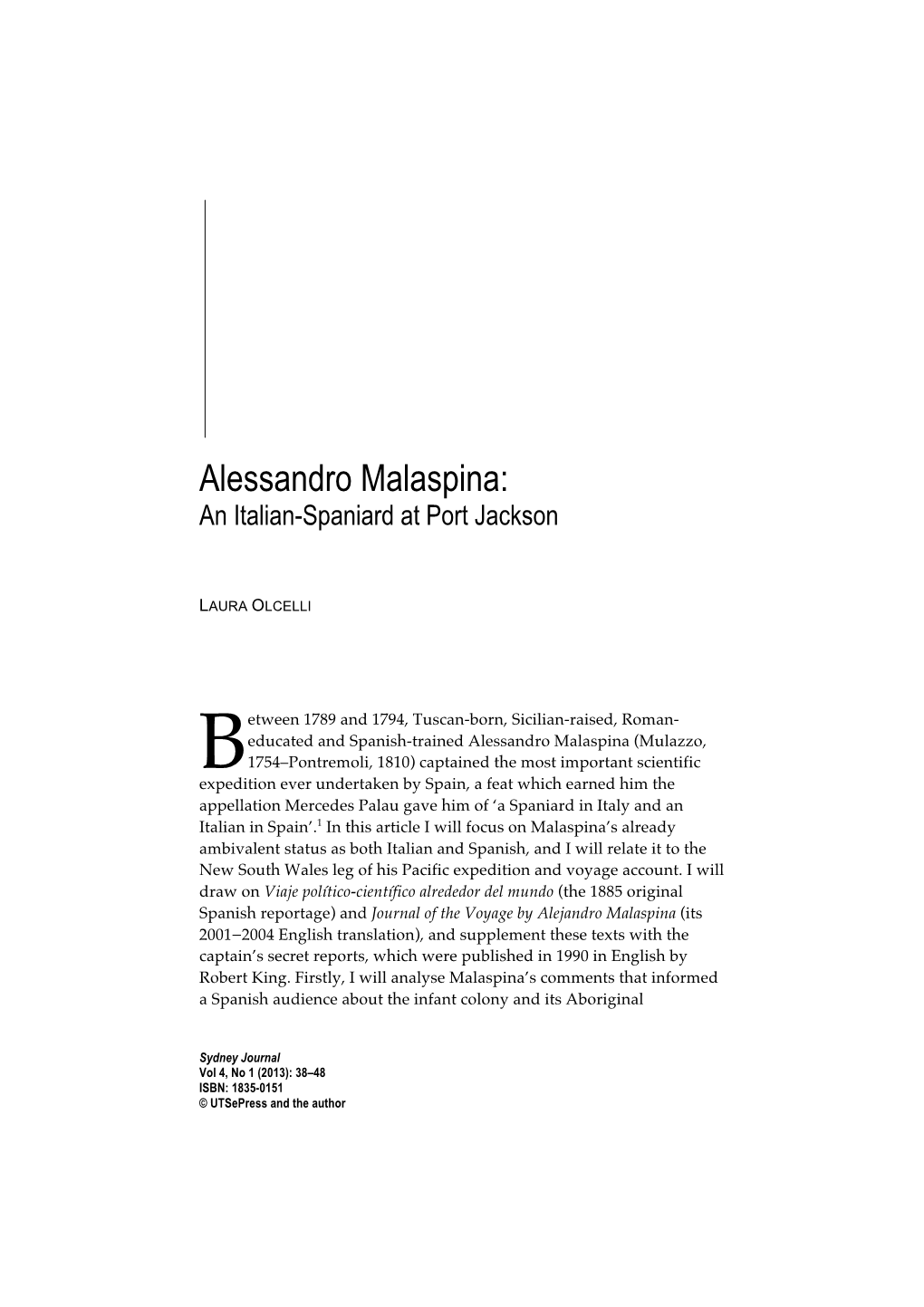 Alessandro Malaspina: an Italian-Spaniard at Port Jackson