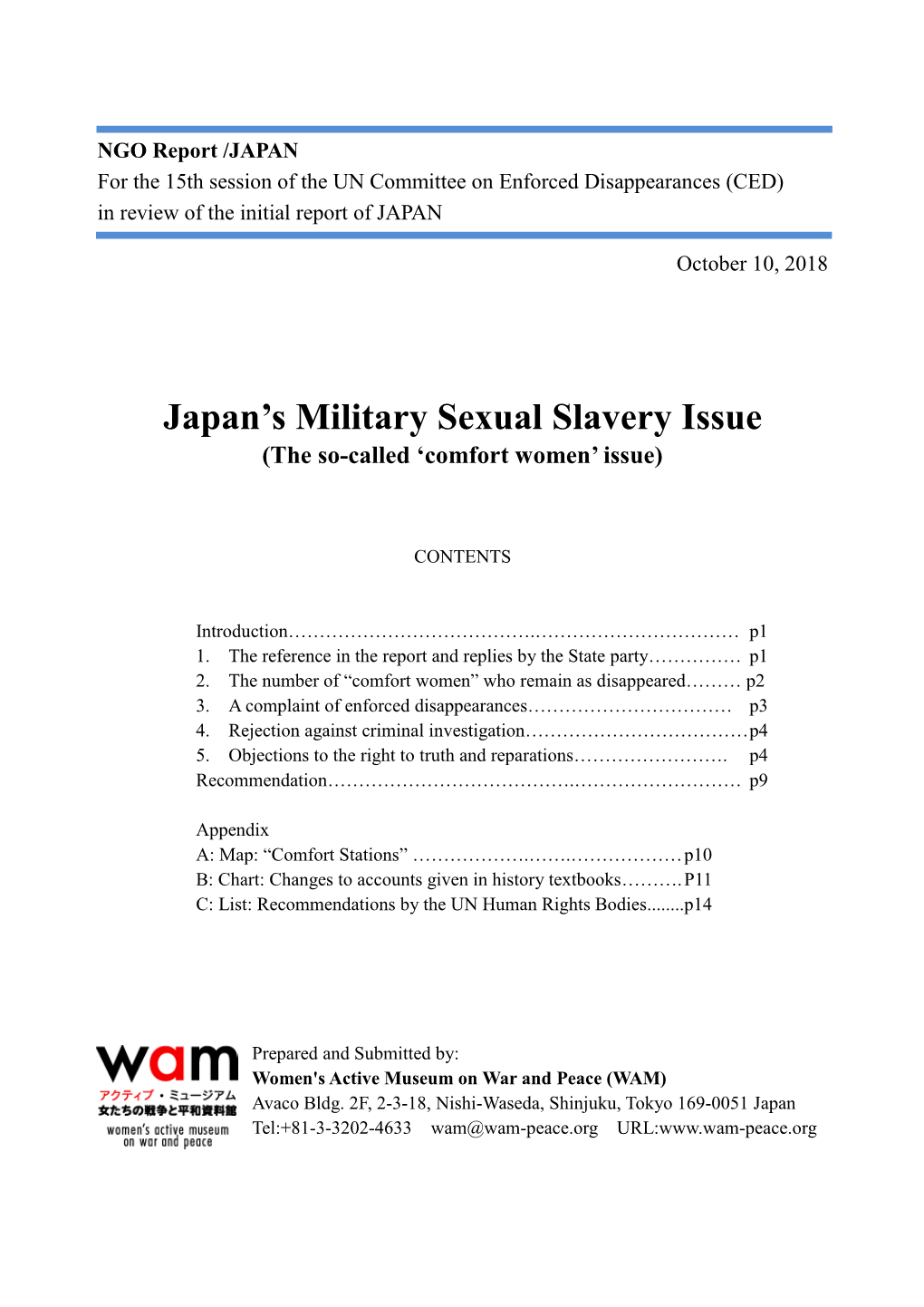 Japan's Military Sexual Slavery Issue