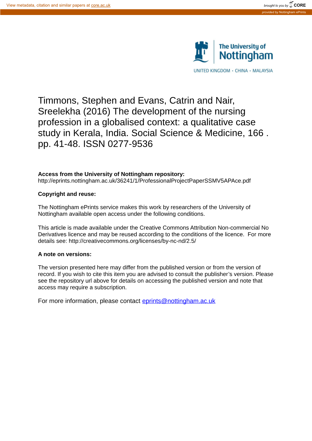 The Development of the Nursing Profession in a Globalised Context: a Qualitative Case Study in Kerala, India