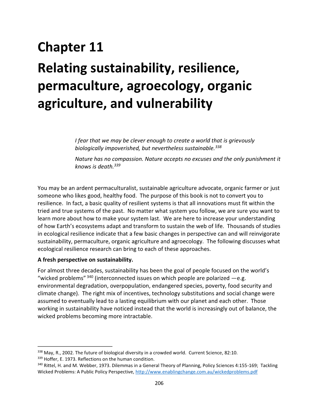 Chapter 11 Relating Sustainability, Resilience, Permaculture, Agroecology, Organic Agriculture, and Vulnerability