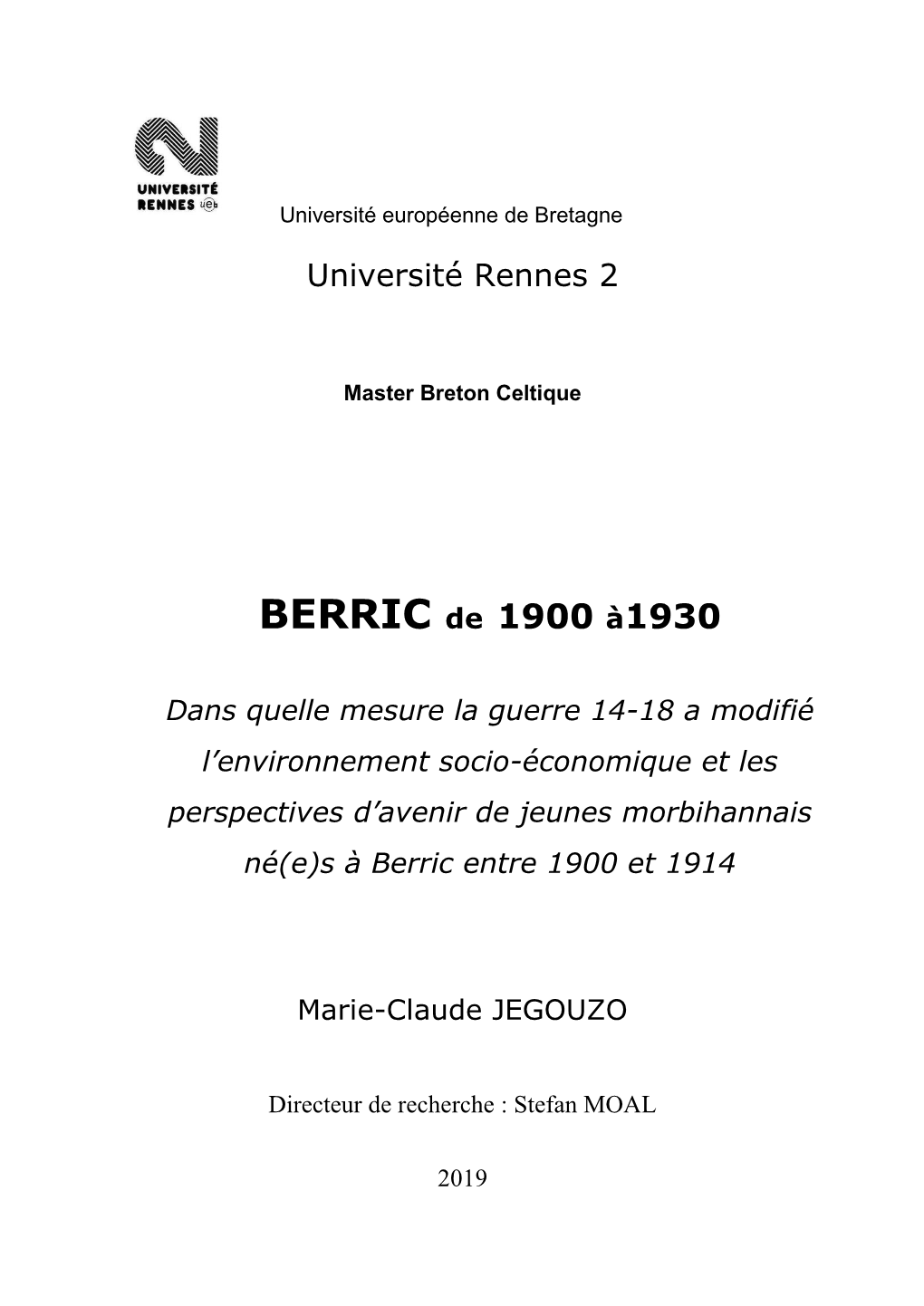 Berric De 1900 À 1930