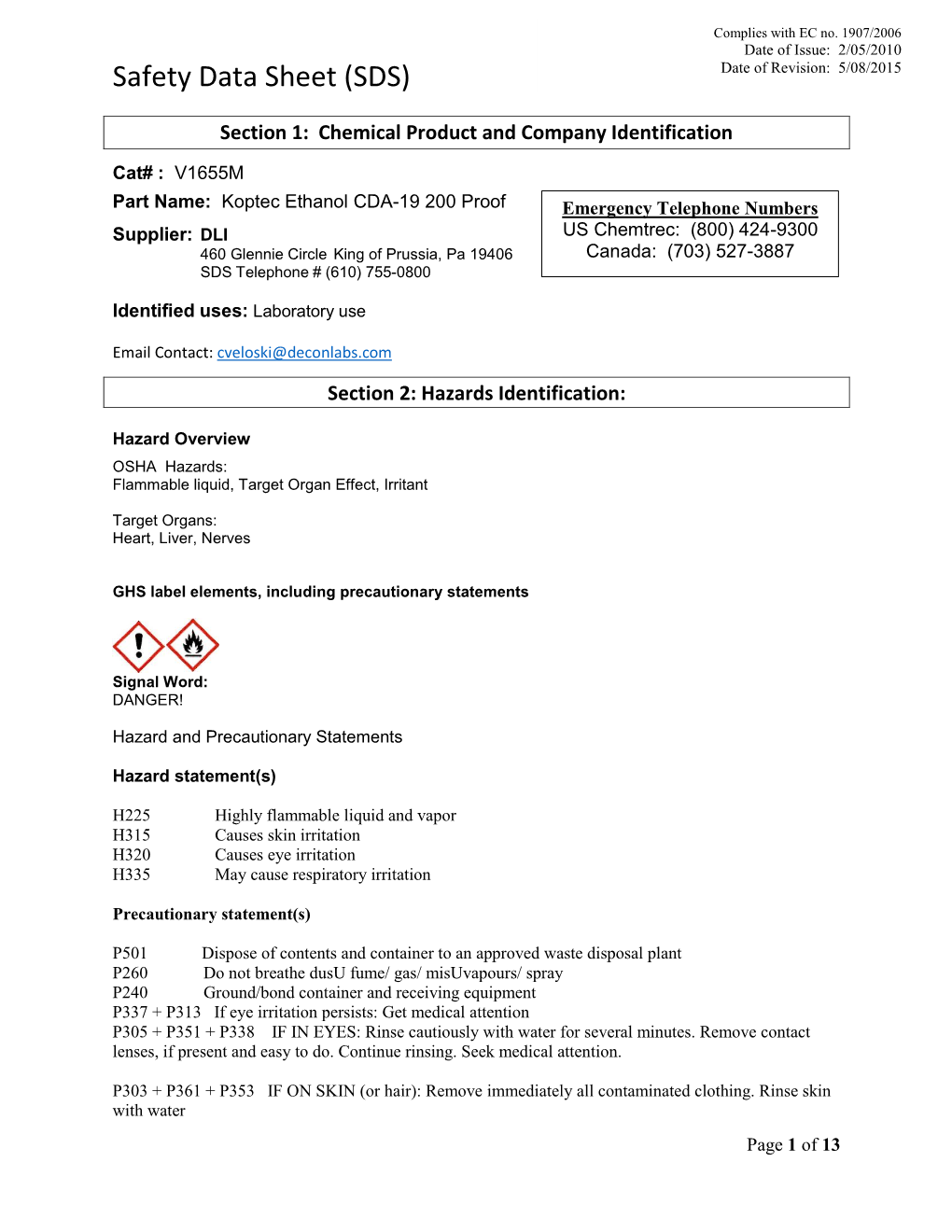 Safety Data Sheet (SDS)