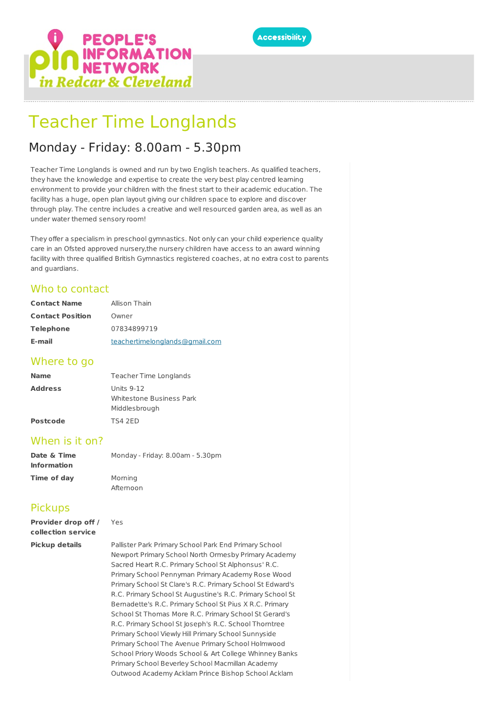 Teacher Time Longlands Monday - Friday: 8.00Am - 5.30Pm