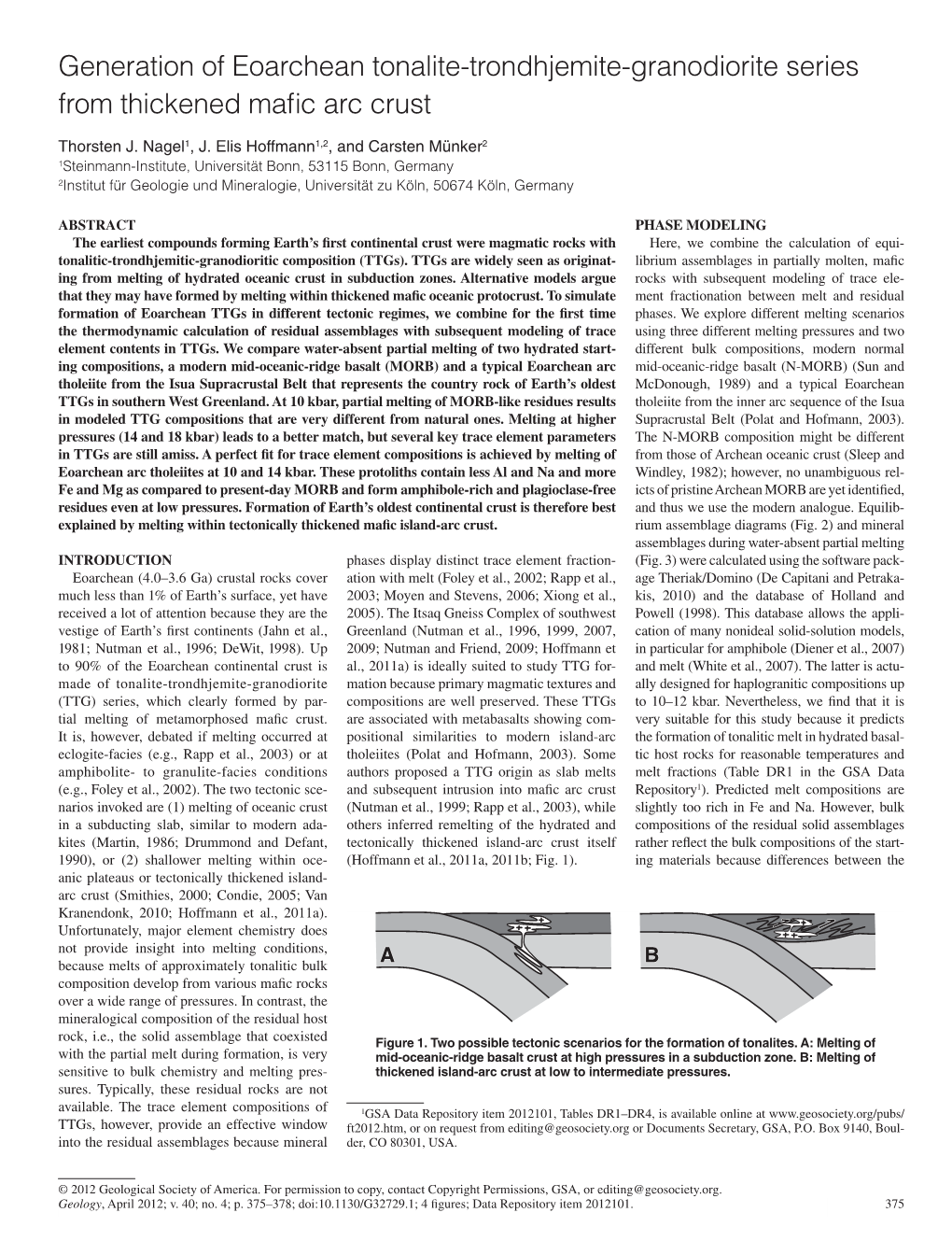 Generation of Eoarchean Tonalite-Trondhjemite-Granodiorite Series from Thickened Maﬁ C Arc Crust