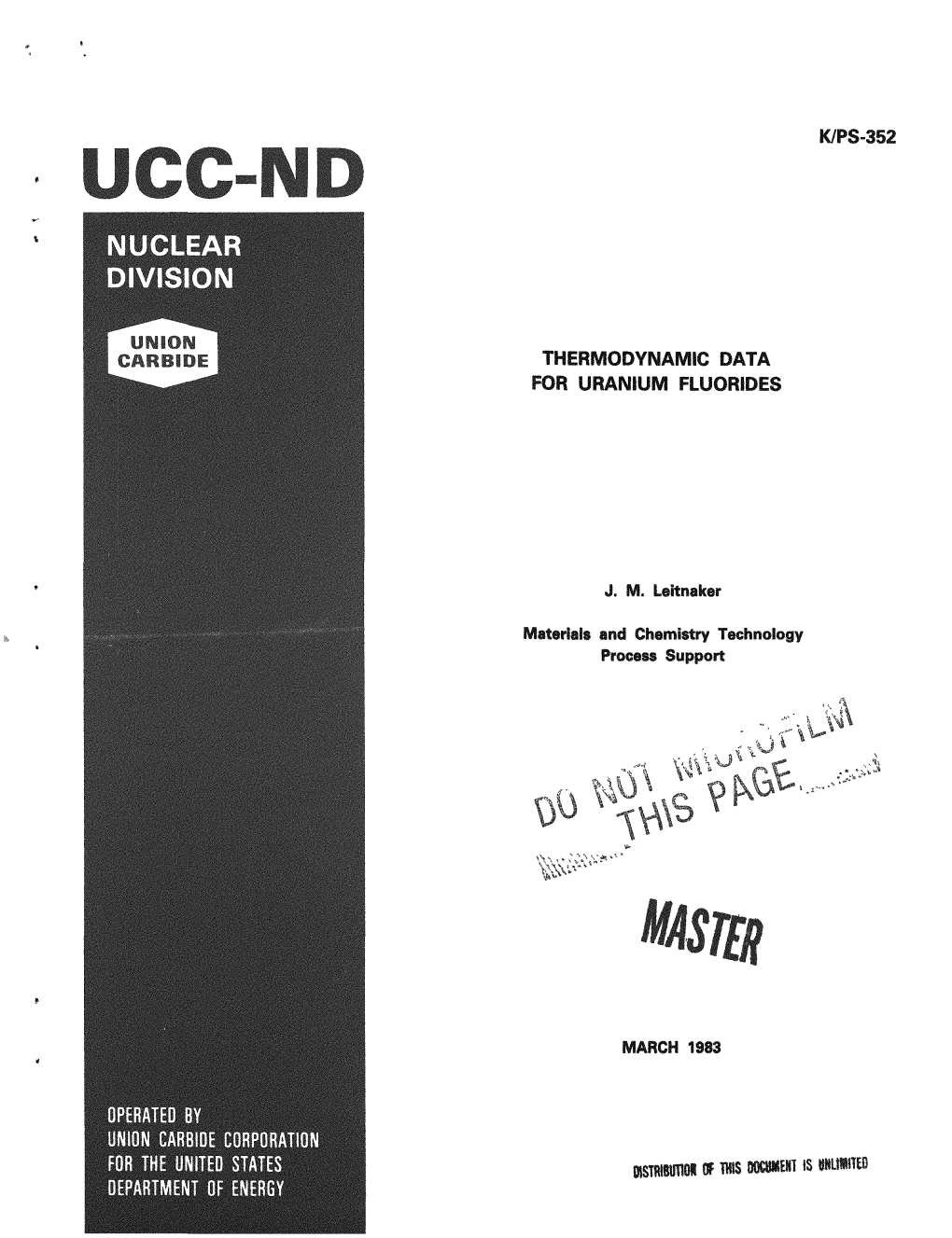 Thermodynamic Data for Uranium Fluorides Qs83 011049