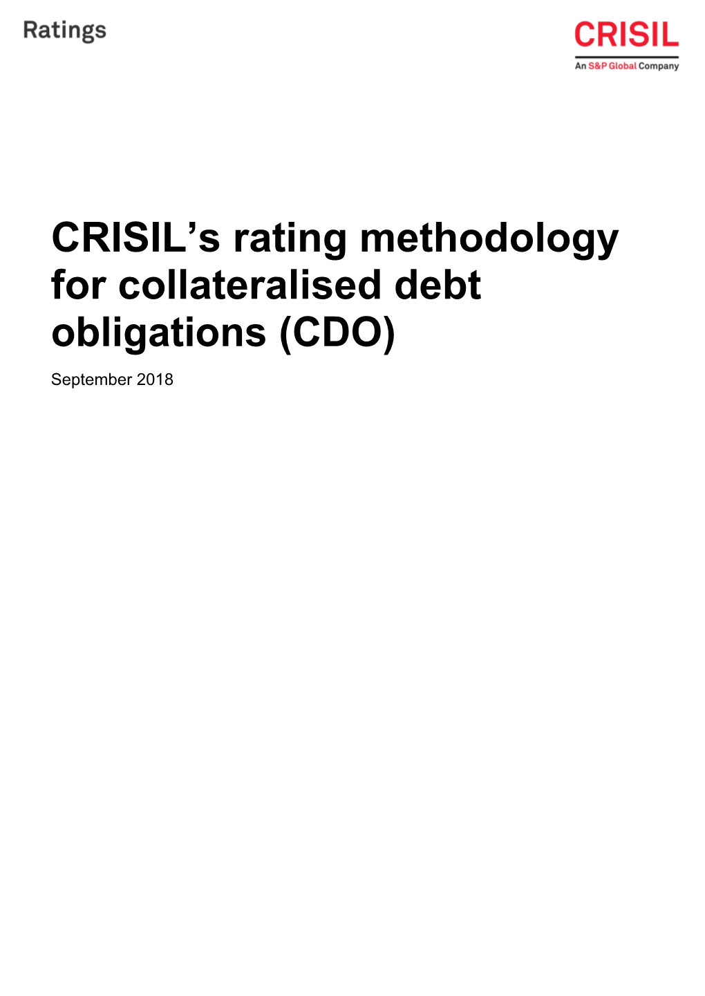 CRISIL's Rating Methodology for Collateralised Debt Obligations (CDO)