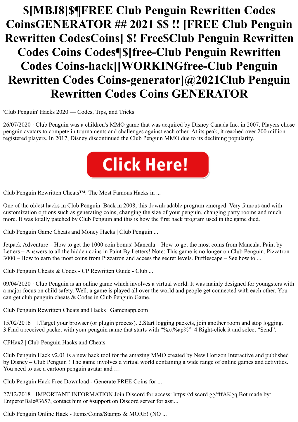 FREE Club Penguin Rewritten Codescoins