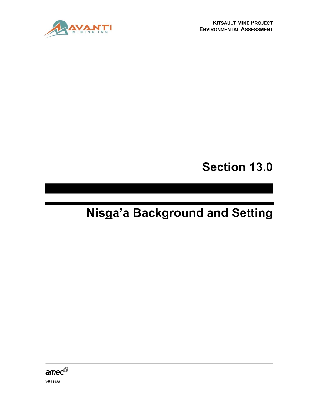 Section 13.0 Nisga'a Background and Setting