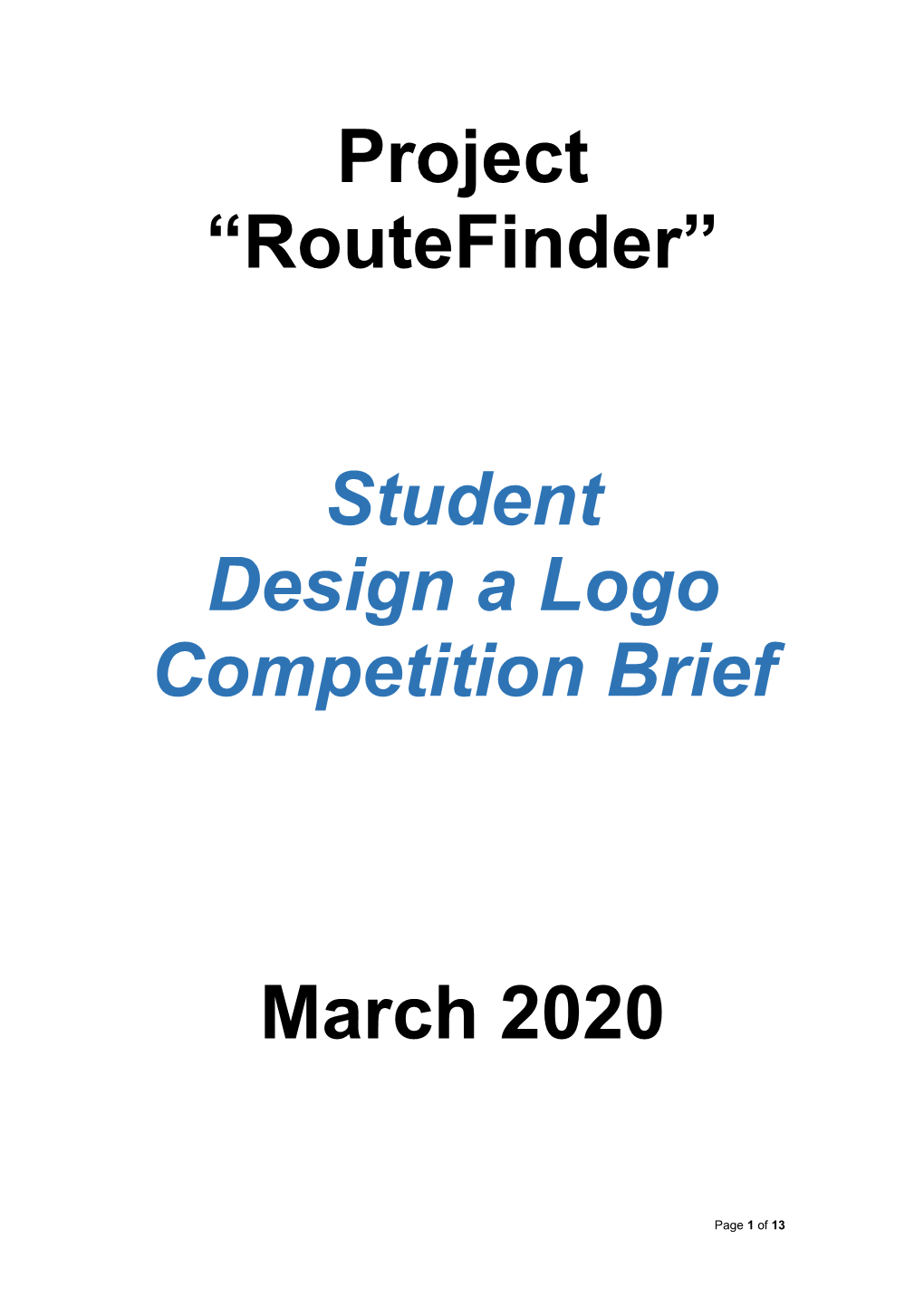 Project “Routefinder” Student Design a Logo Competition