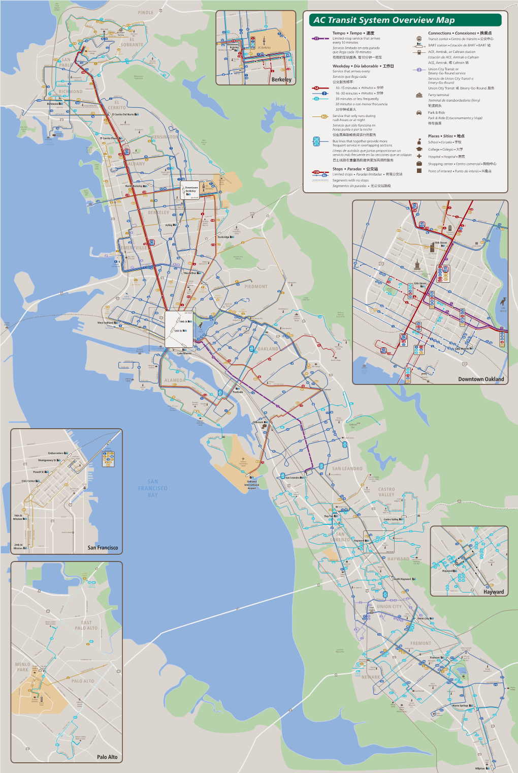 AC Transit System Overview Map ERALD T ITZG F a H 376 H ILL to P W P D R P 65