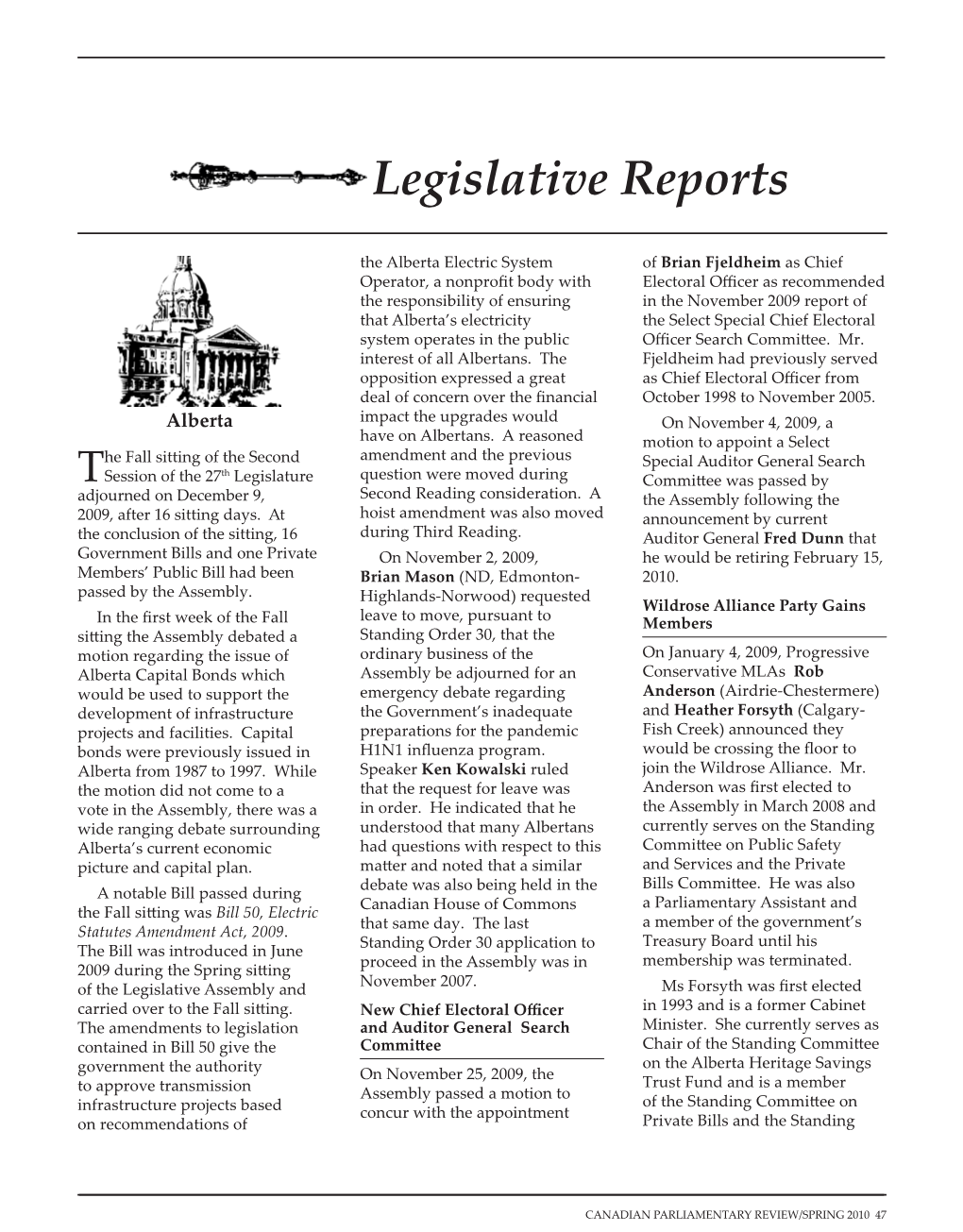 Legislative Reports