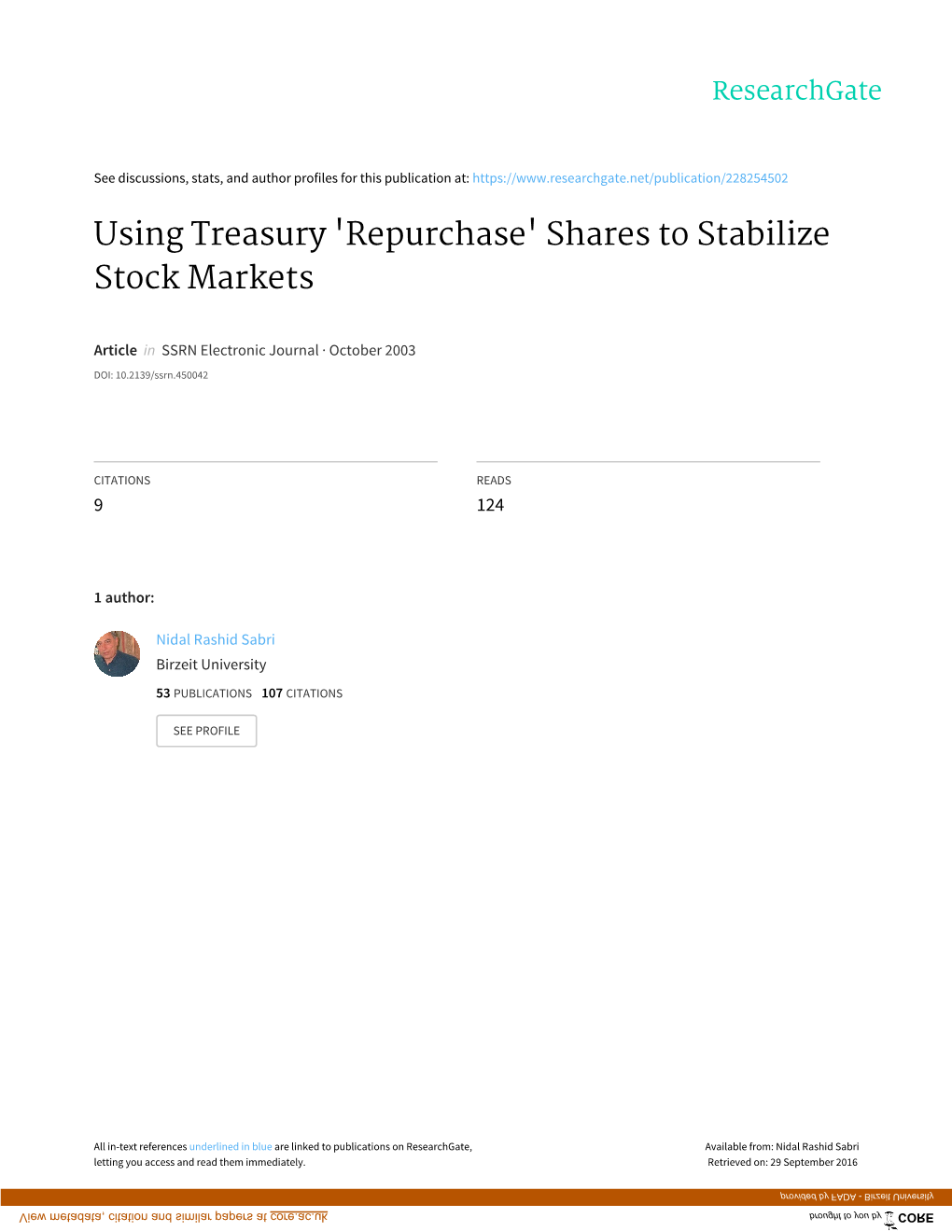 Using Treasury 'Repurchase' Shares to Stabilize Stock Markets