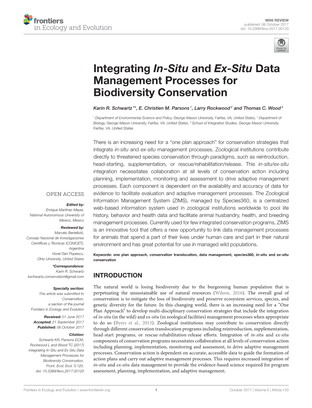 Integrating In-Situ and Ex-Situ Data Management Processes for Biodiversity Conservation