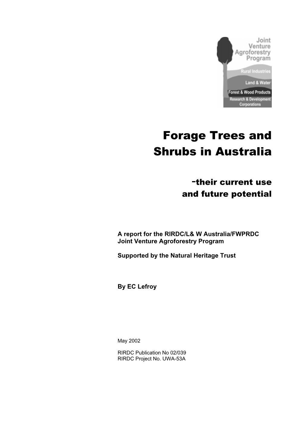 Forage Trees and Shrubs in Australia