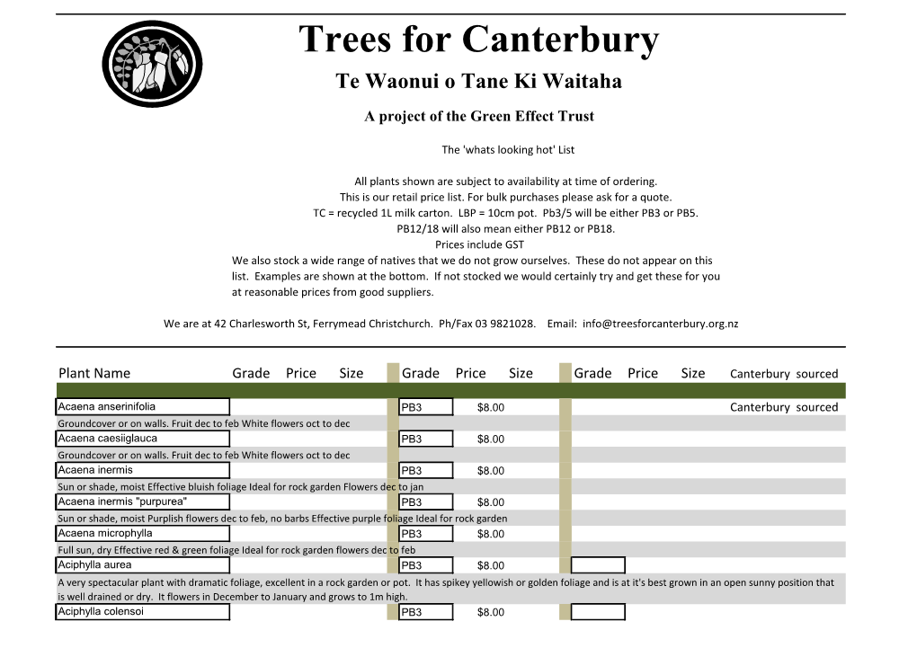 Trees for Canterbury Te Waonui O Tane Ki Waitaha