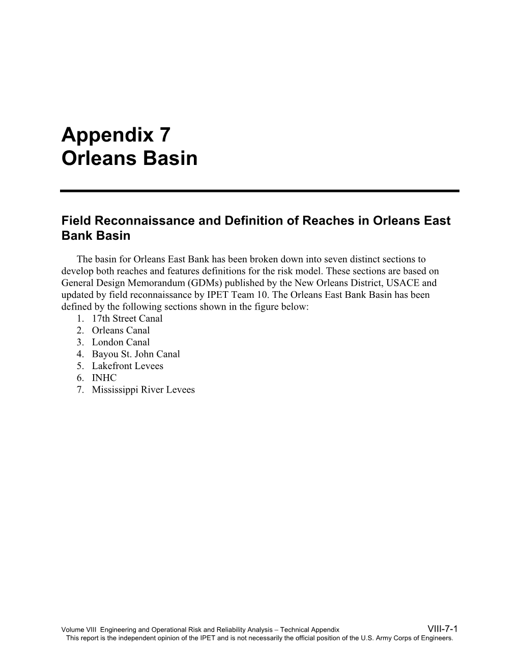 Appendix 7 Orleans Basin