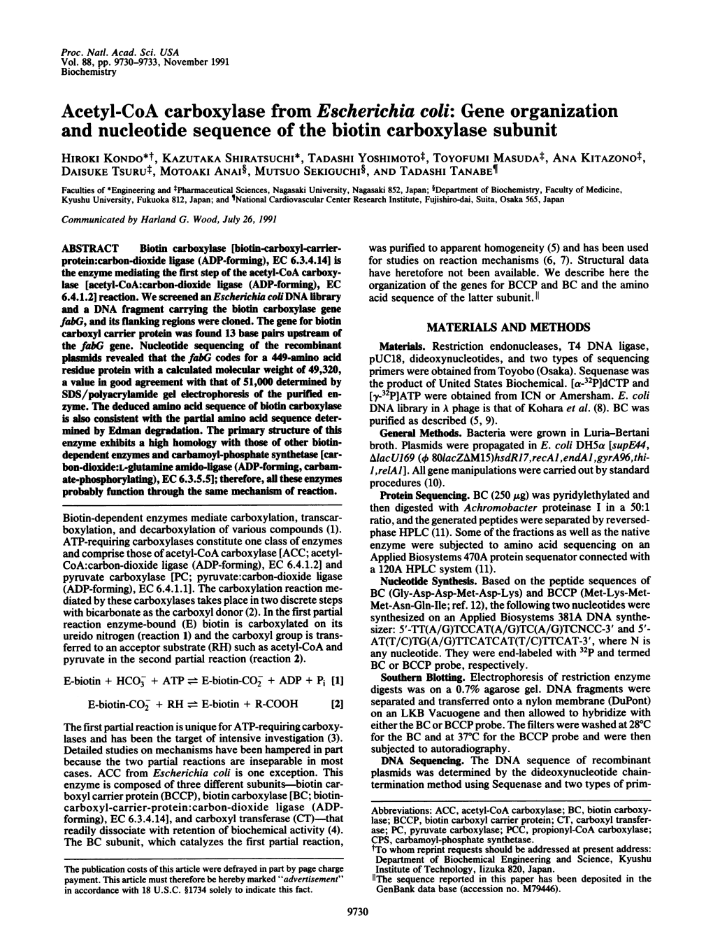 Acetyl-Coa Carboxylase from Escherichia Coli