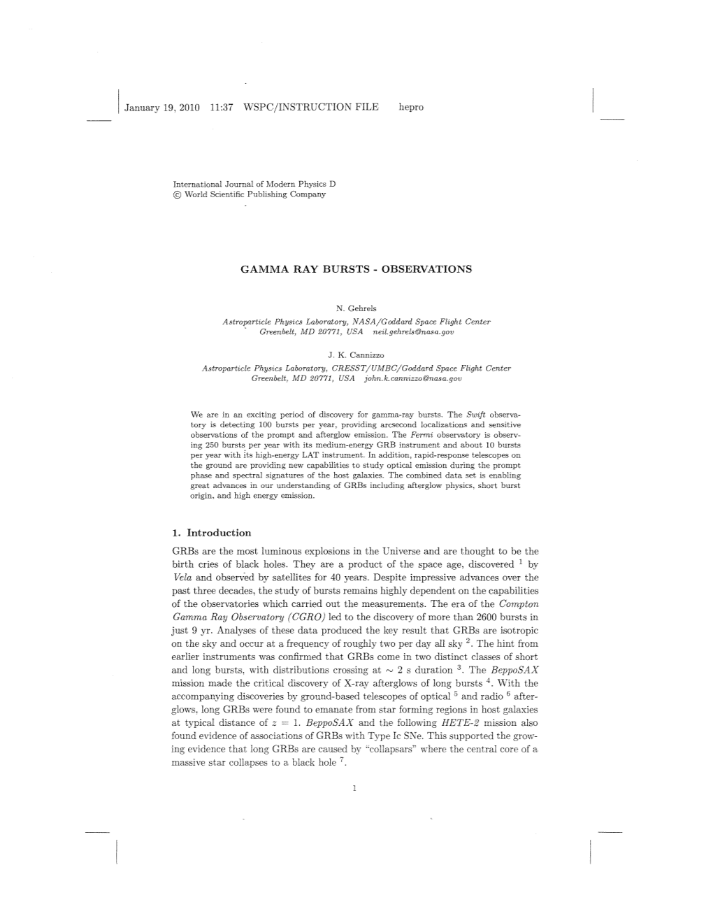 Gamma Ray Bursts - Observations