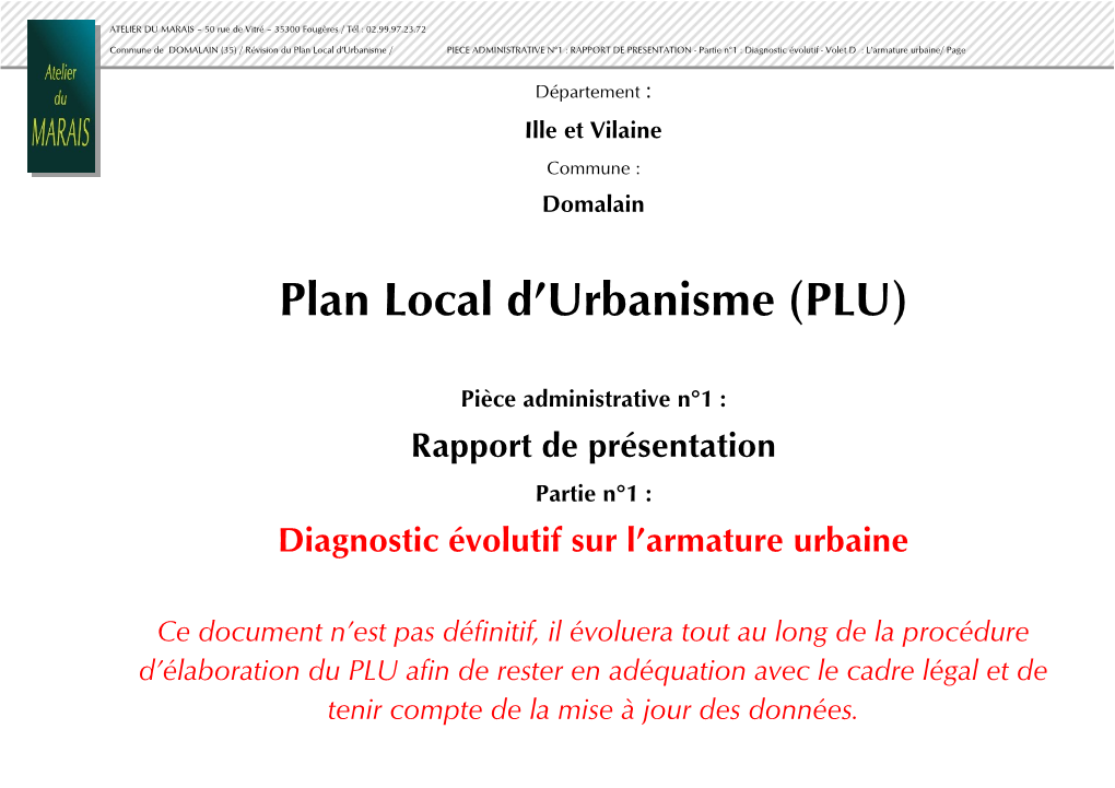 Plan Local D'urbanisme (PLU)
