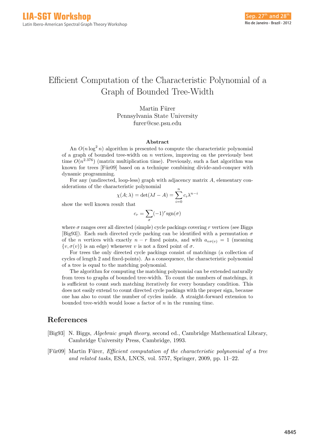 Ecient Computation of the Characteristic