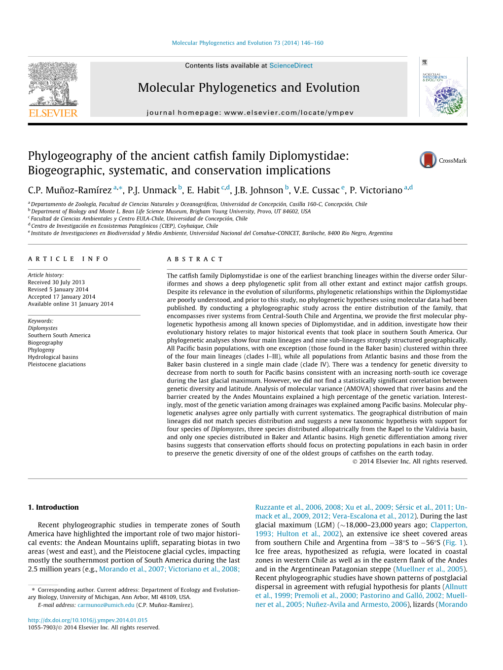 Phylogeography of the Ancient Catfish Family Diplomystidae