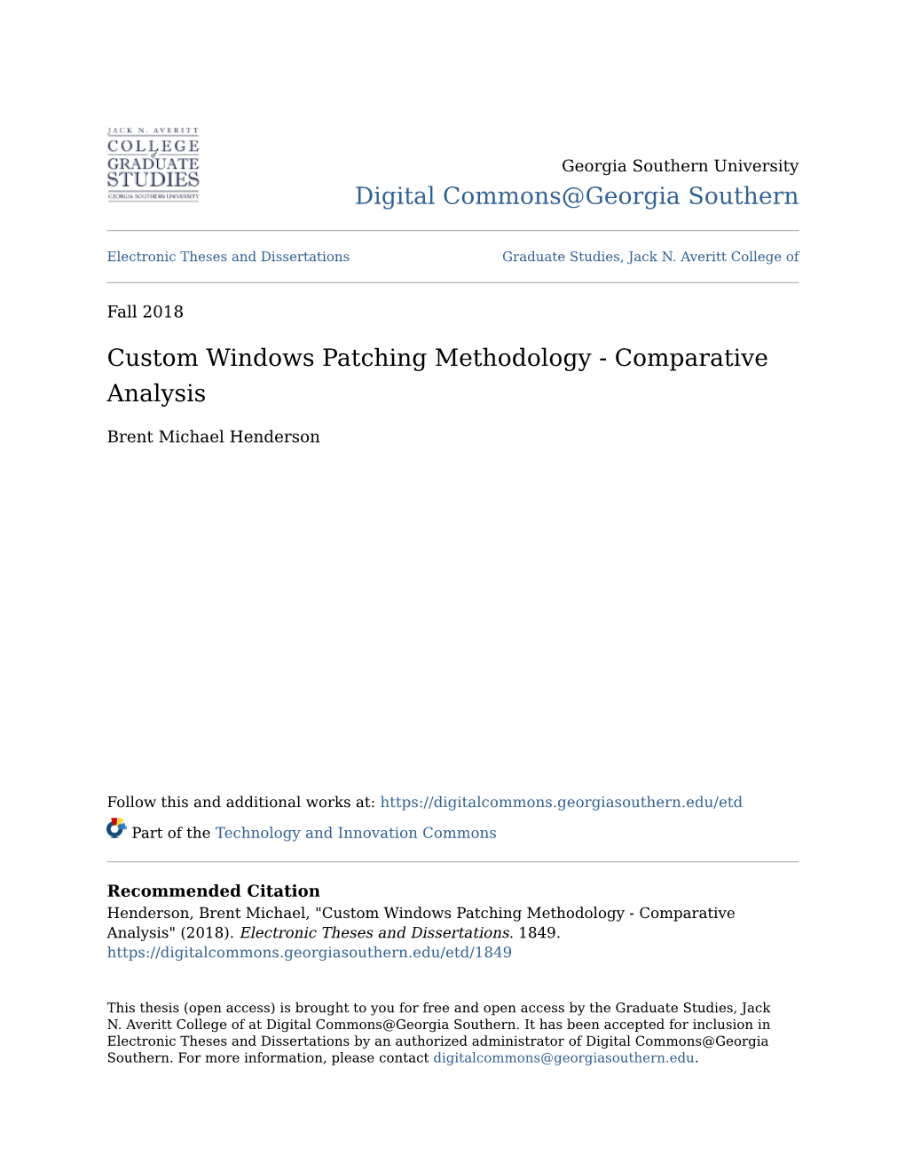 Custom Windows Patching Methodology - Comparative Analysis