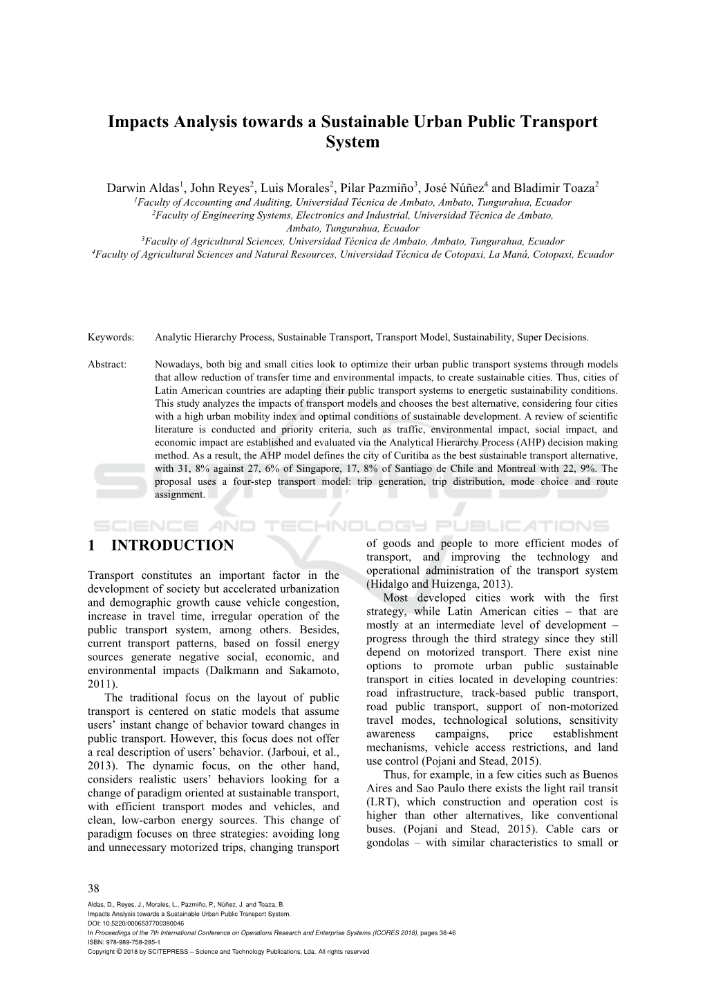 Impacts Analysis Towards a Sustainable Urban Public Transport System