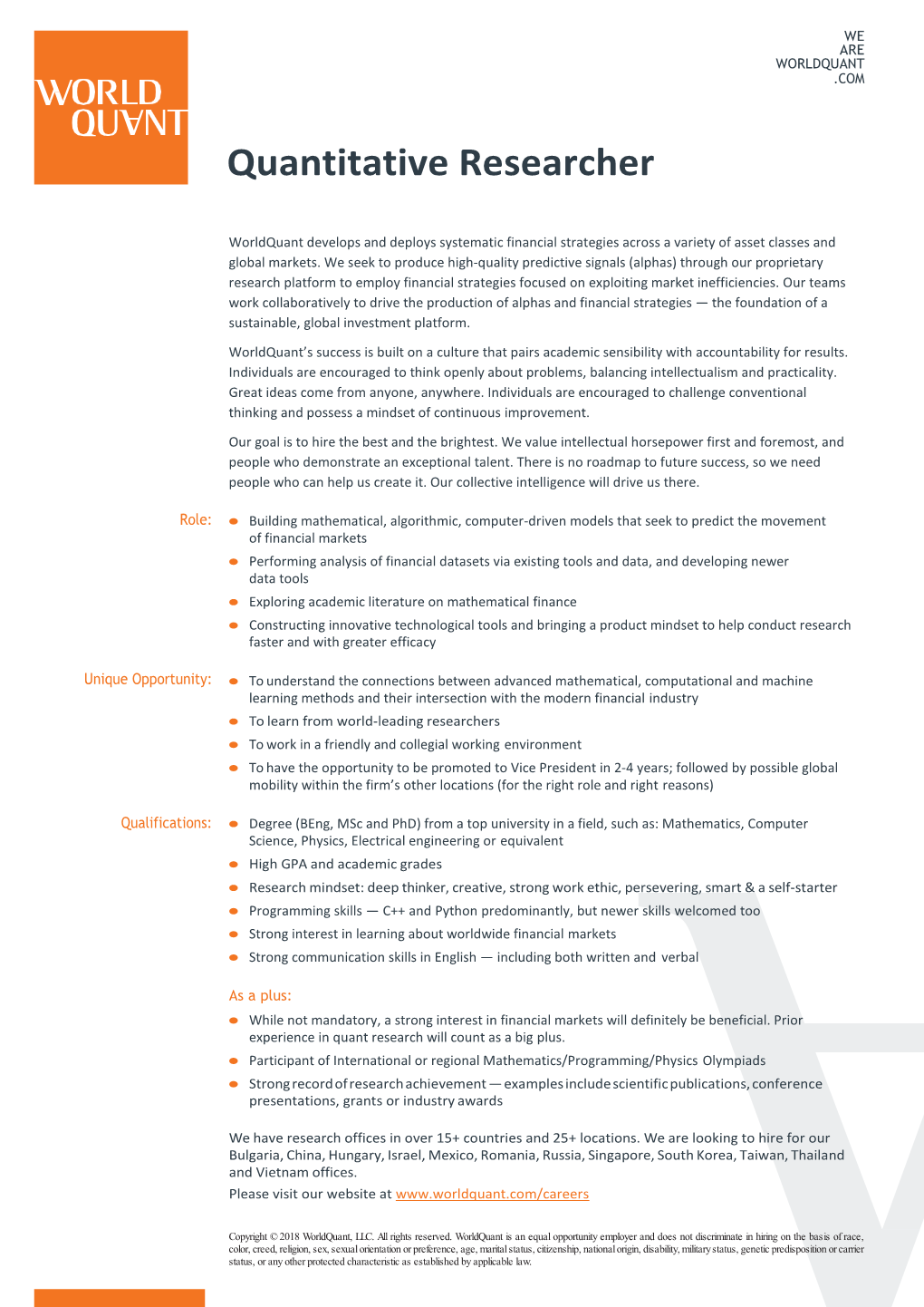 (Global) Quant Researcher JD 2018 V3