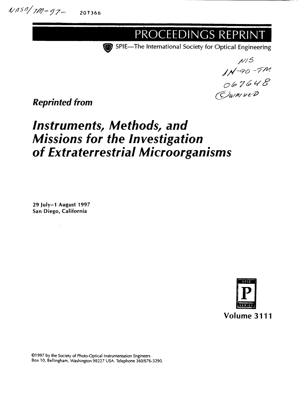 Instruments, Methods, and Missions for the Investigation of Extraterrestrial Microorganisms