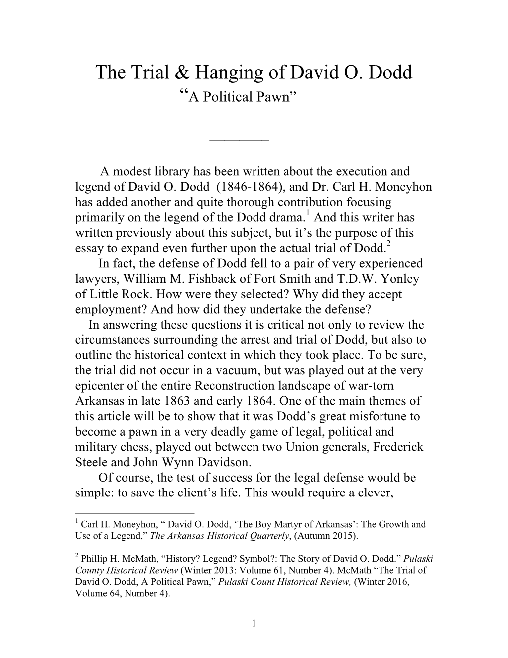 The Trial & Hanging of David O. Dodd