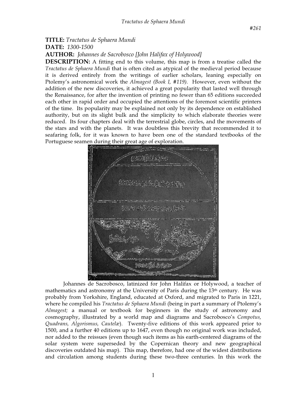 Tractatus De Sphaera Mundi DATE: 1300-1500 AUTHOR