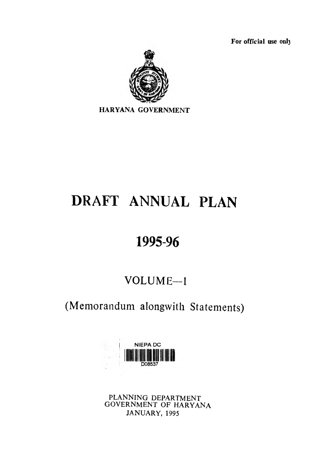 Draft Annual Plan 1995-96