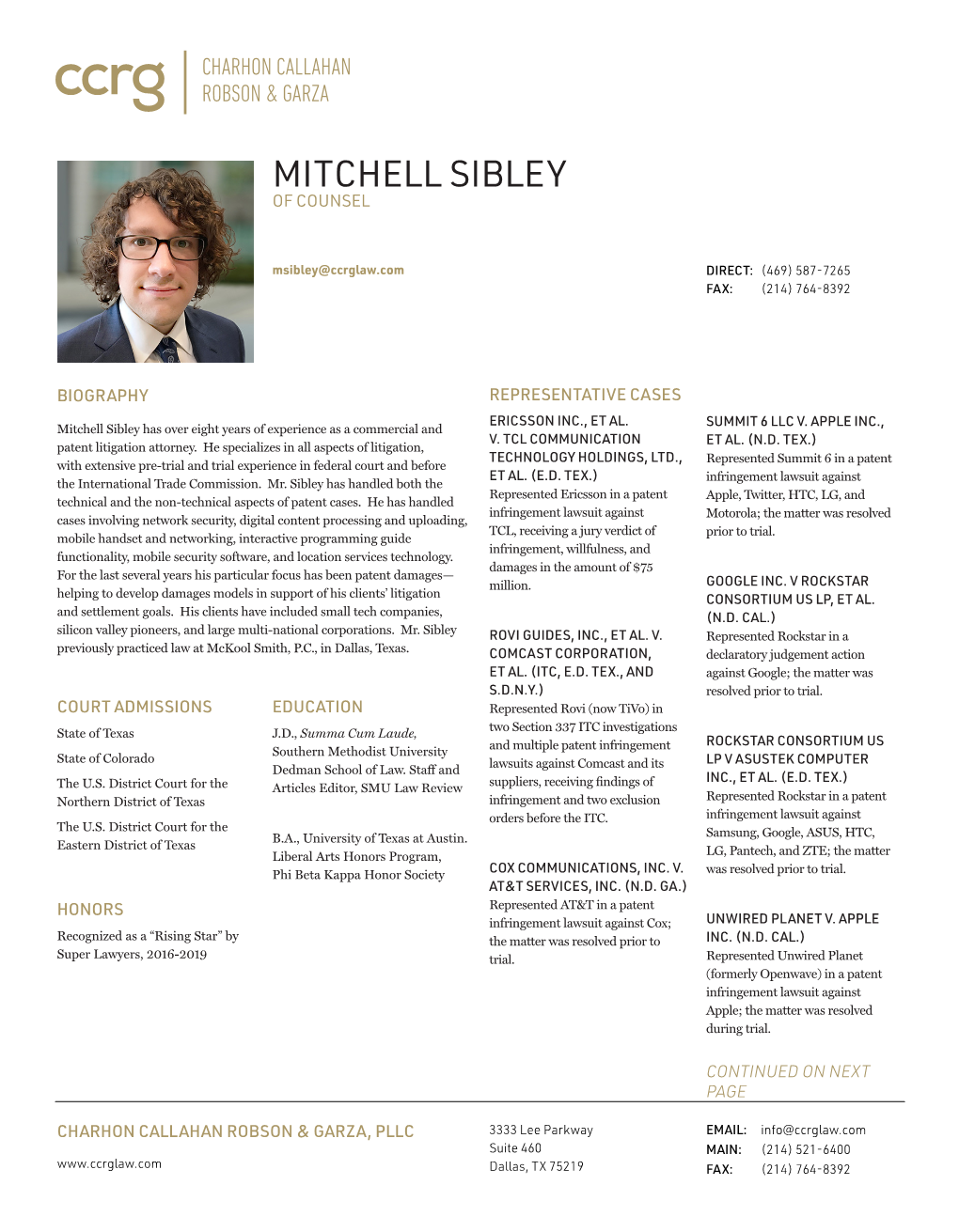 Mitchell Sibley of Counsel