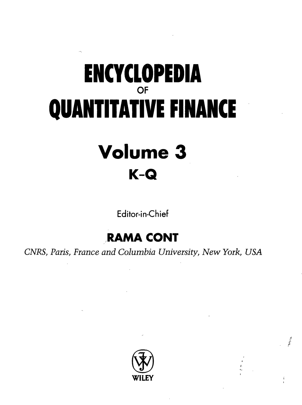 Encyclopedia Quantitative Finance