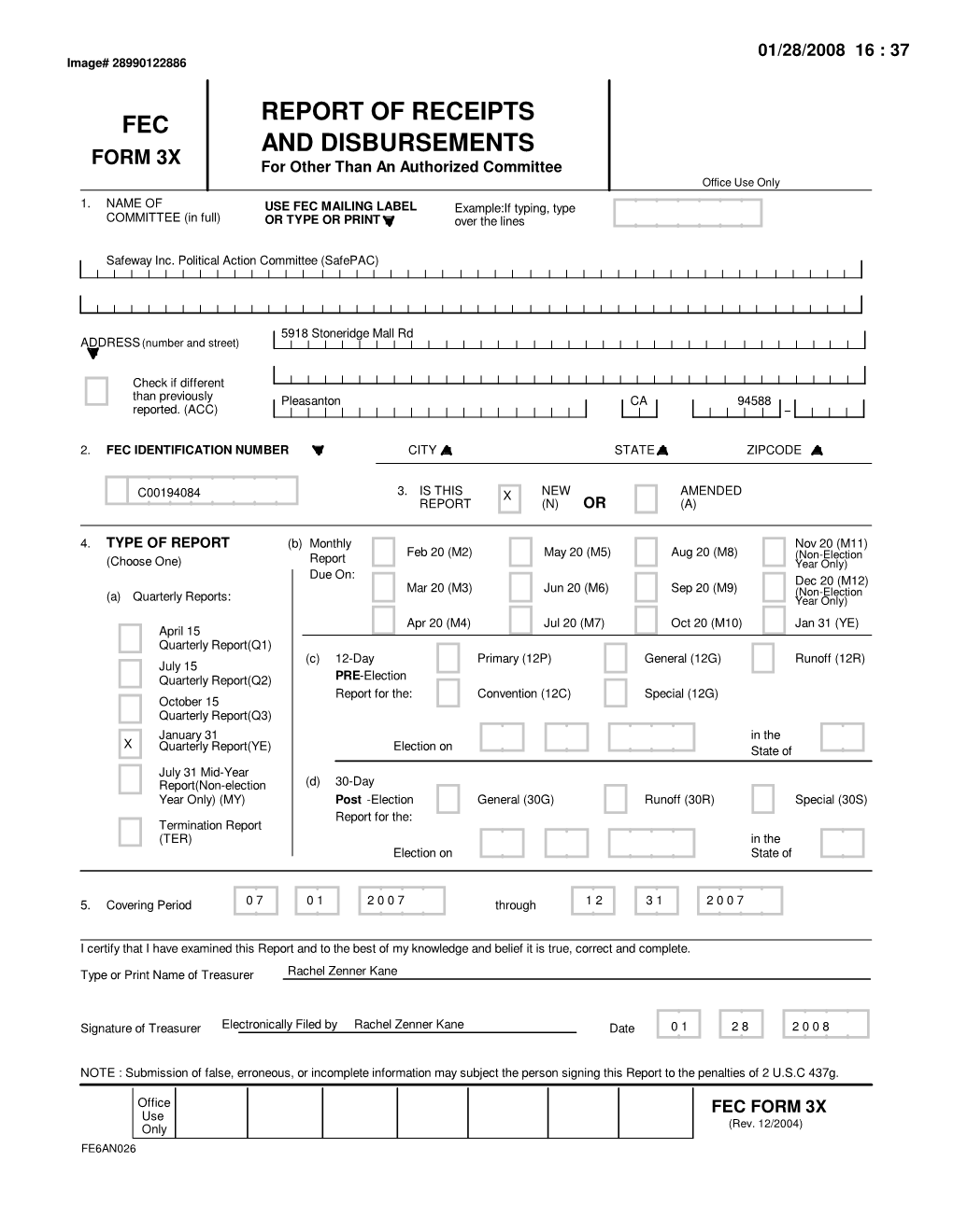 Report of Receipts and Disbursements