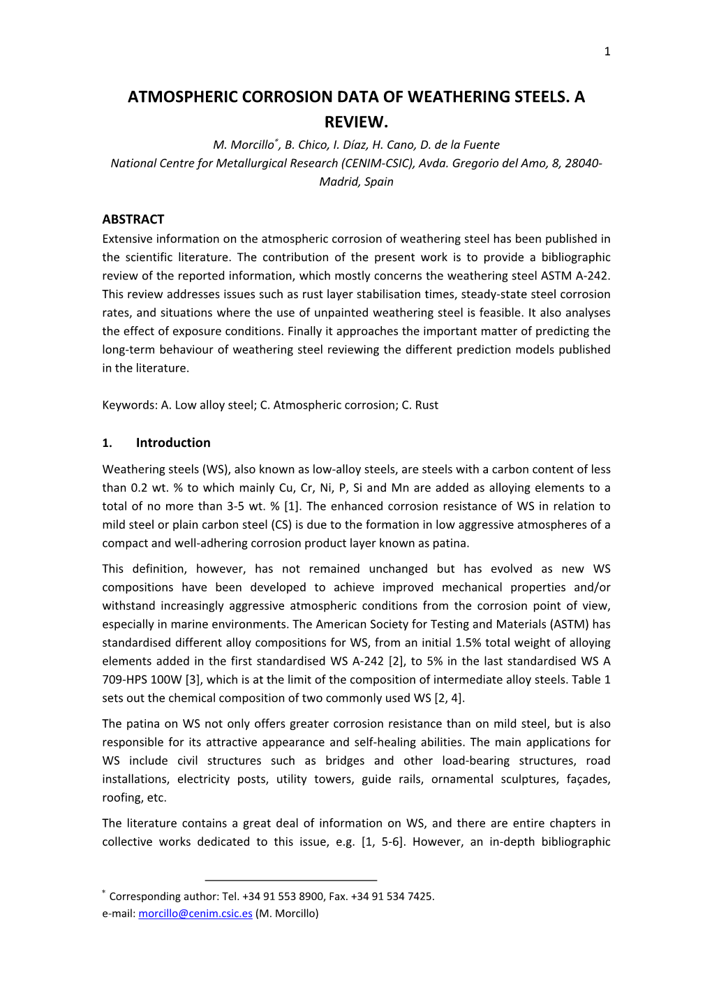 Atmospheric Corrosion Data of Weathering Steels