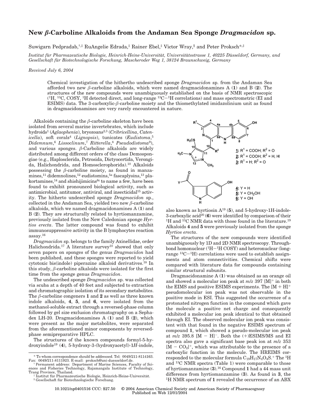 New Β-Carboline Alkaloids from the Andaman Sea