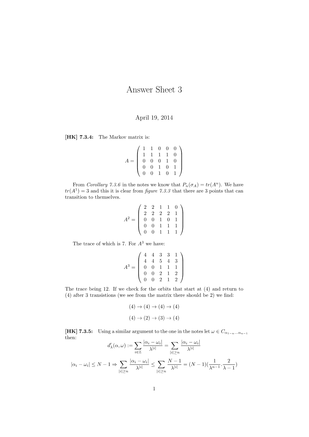 Answer Sheet 3