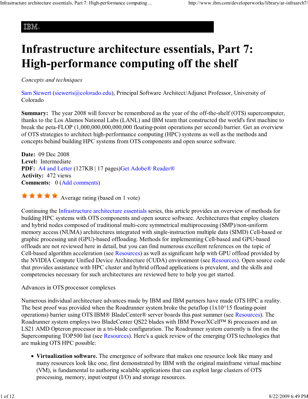 Infrastructure Architecture Essentials, Part 7: High-Performance Computing