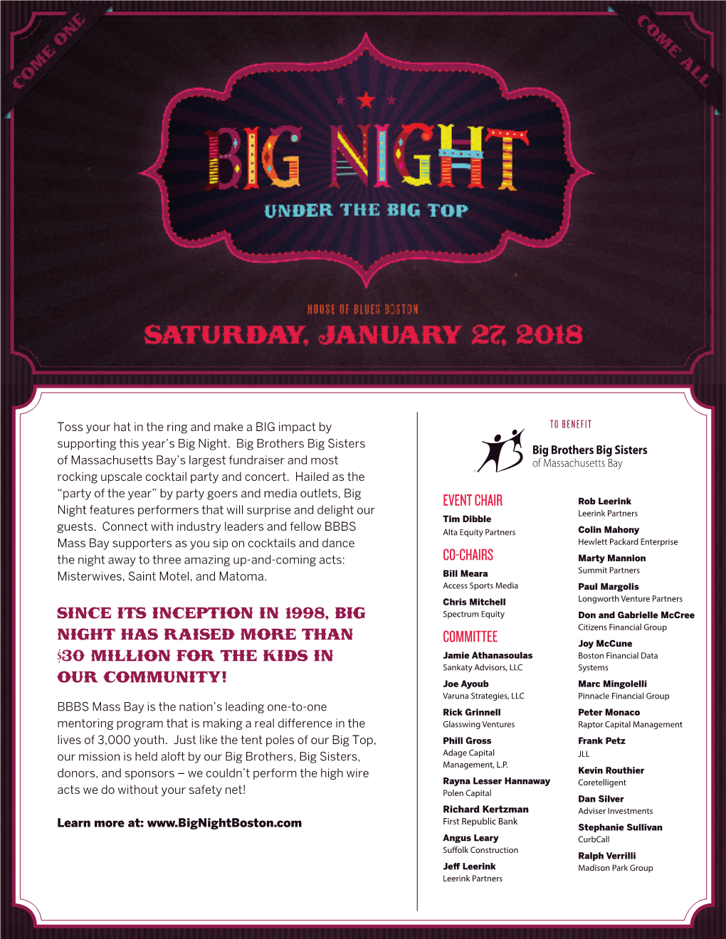 Since Its Inception in 1998, Big Night Has Raised More Than $30 Million For