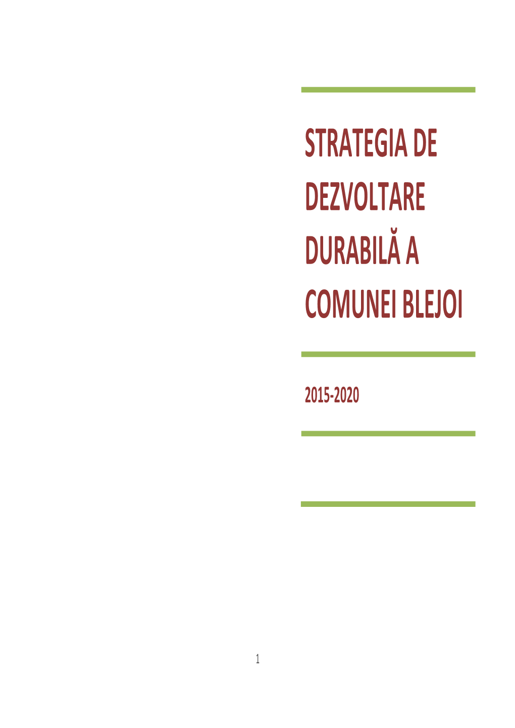 Strategia De Dezvoltare Durabilă a Comunei Blejoi