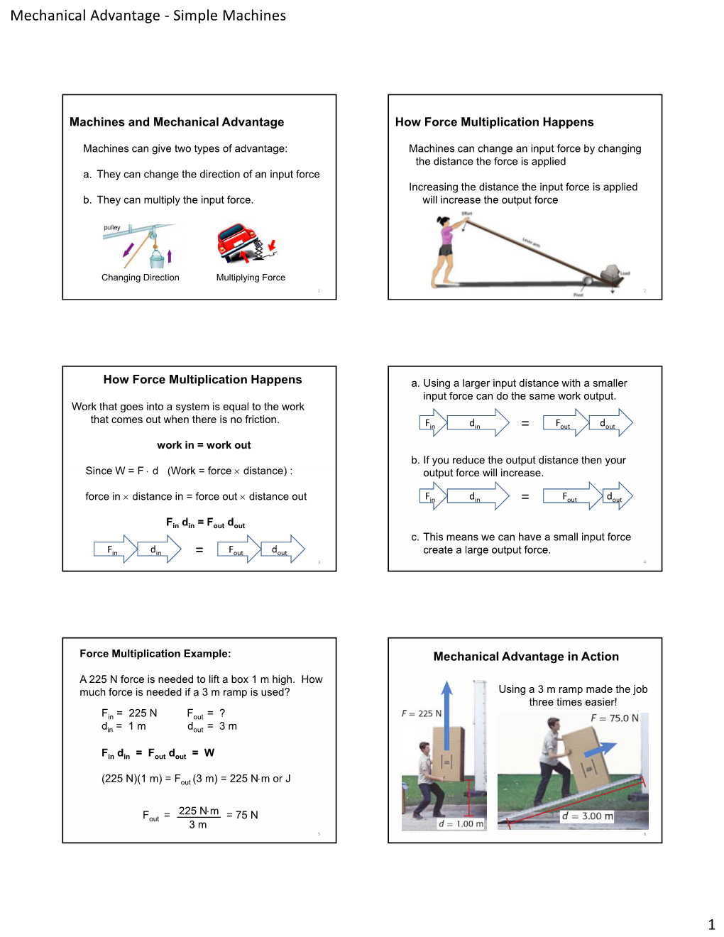 Mechanical Advantage ‐ Simple Machines