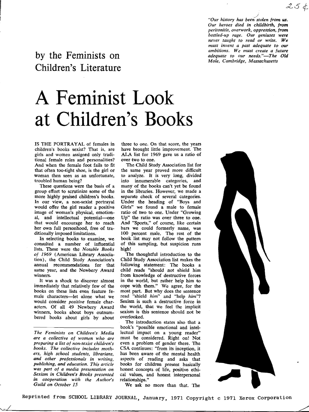 A Feminist Look at Children's Books