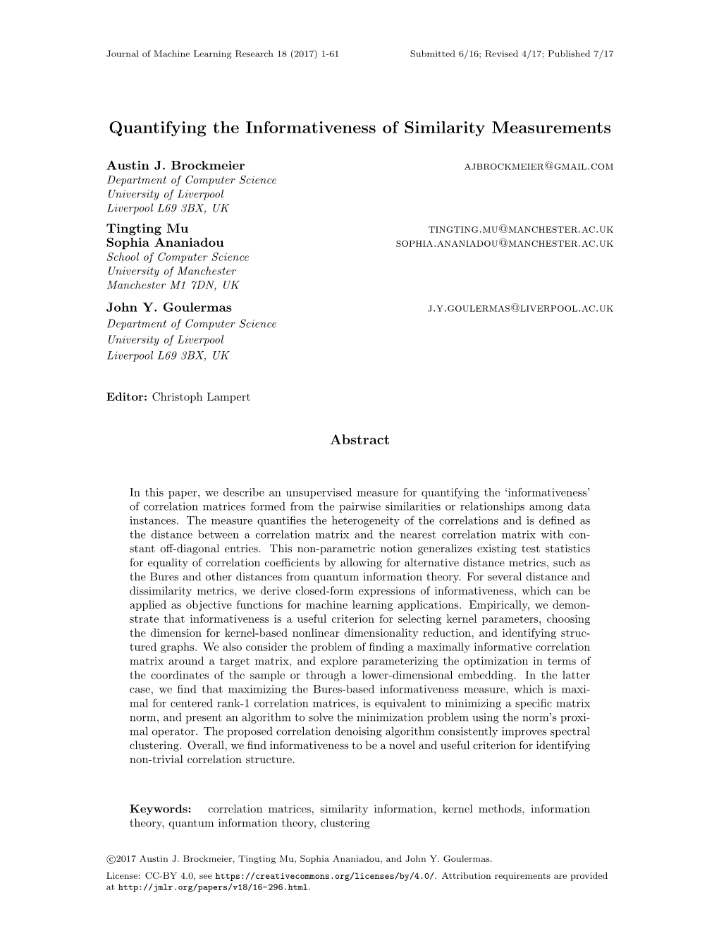 Quantifying the Informativeness of Similarity Measurements