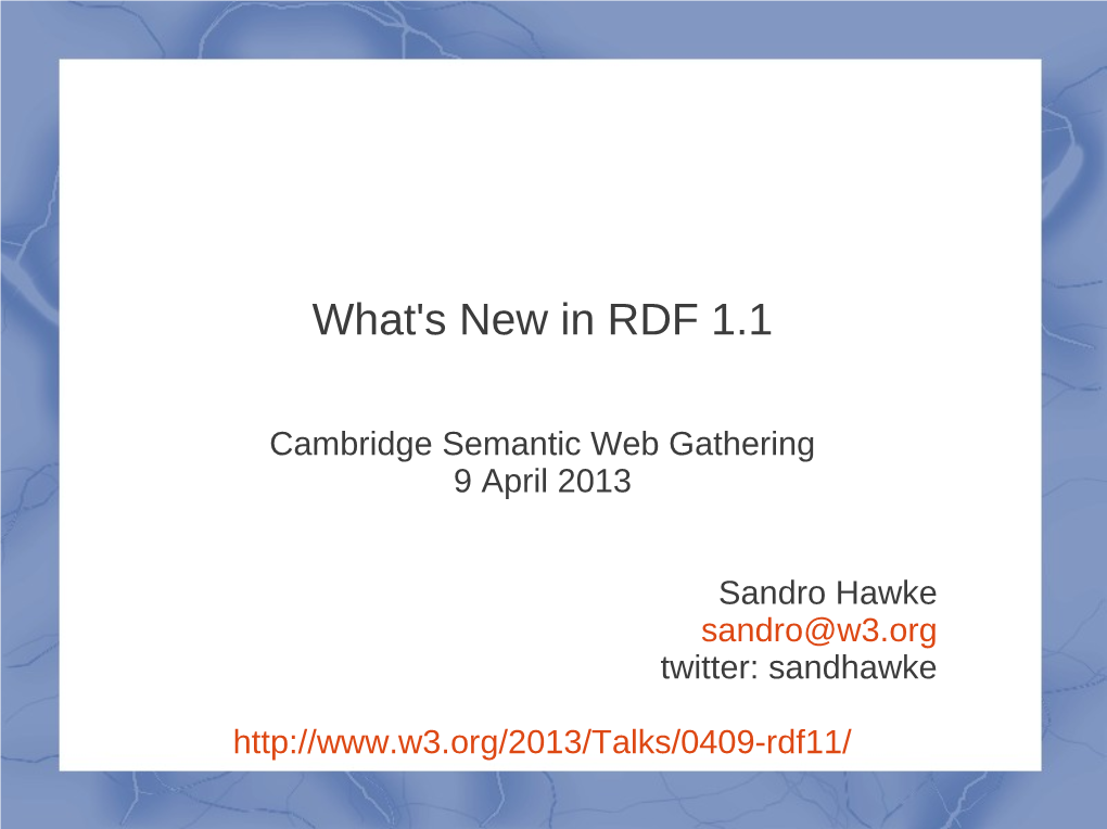 What's New in RDF 1.1