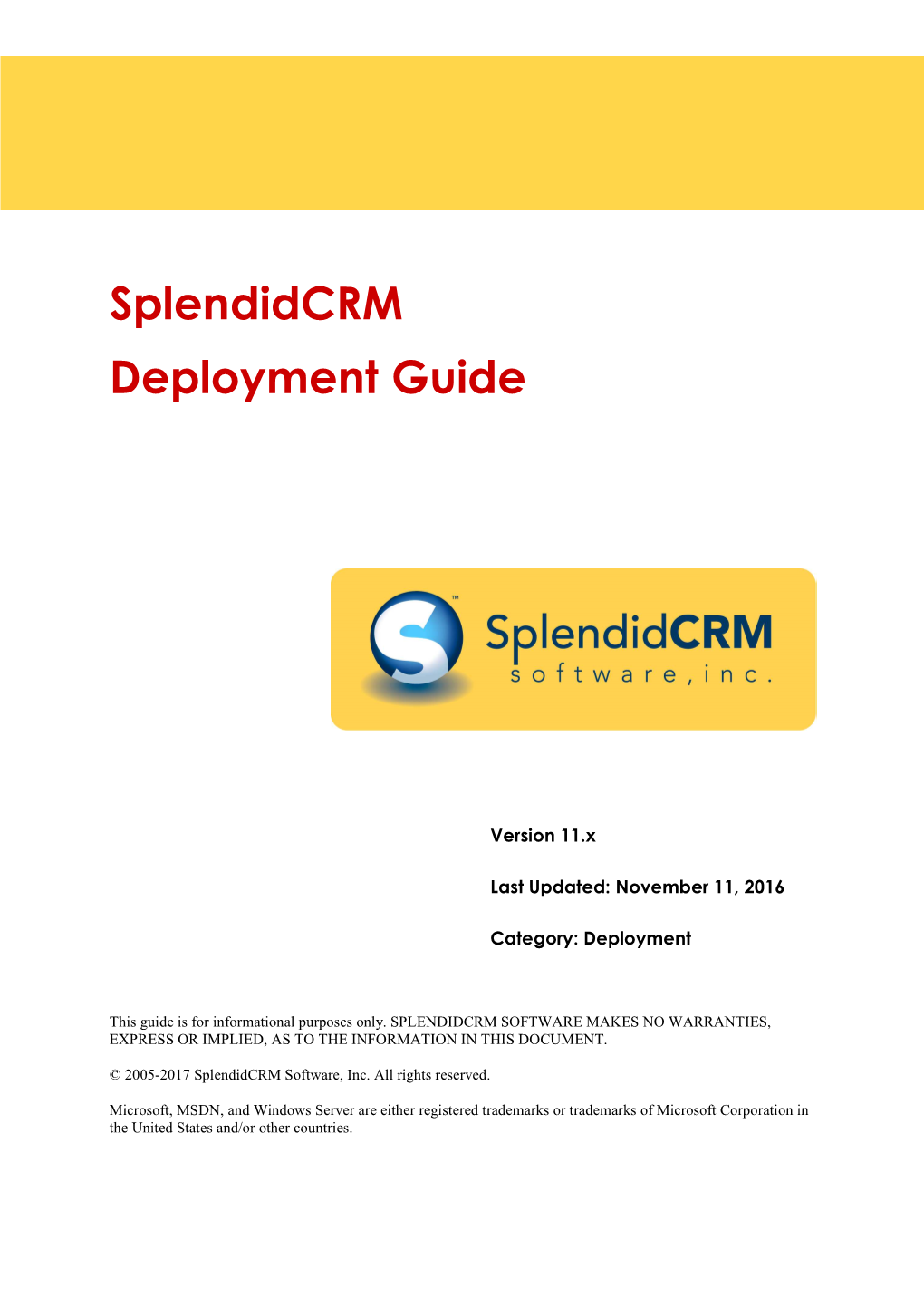 Splendidcrm 11.0 Deployment Guide