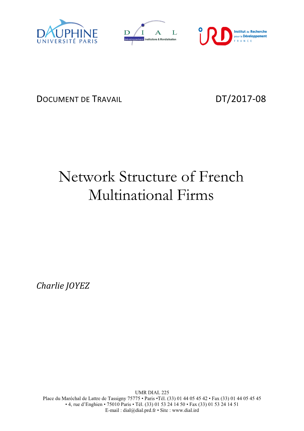 Network Structure of French Multinational Firms