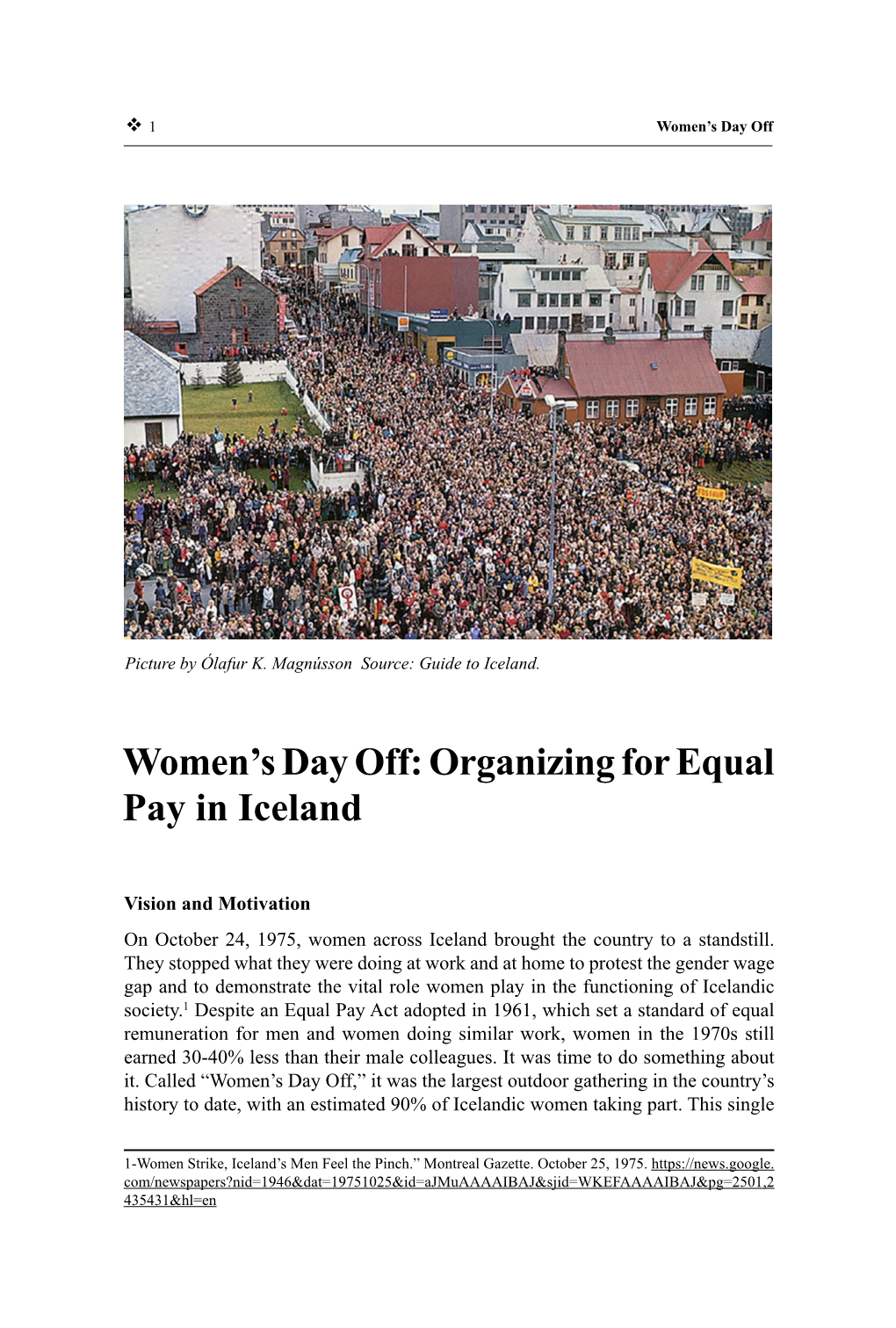 Women's Day Off: Organizing for Equal Pay in Iceland