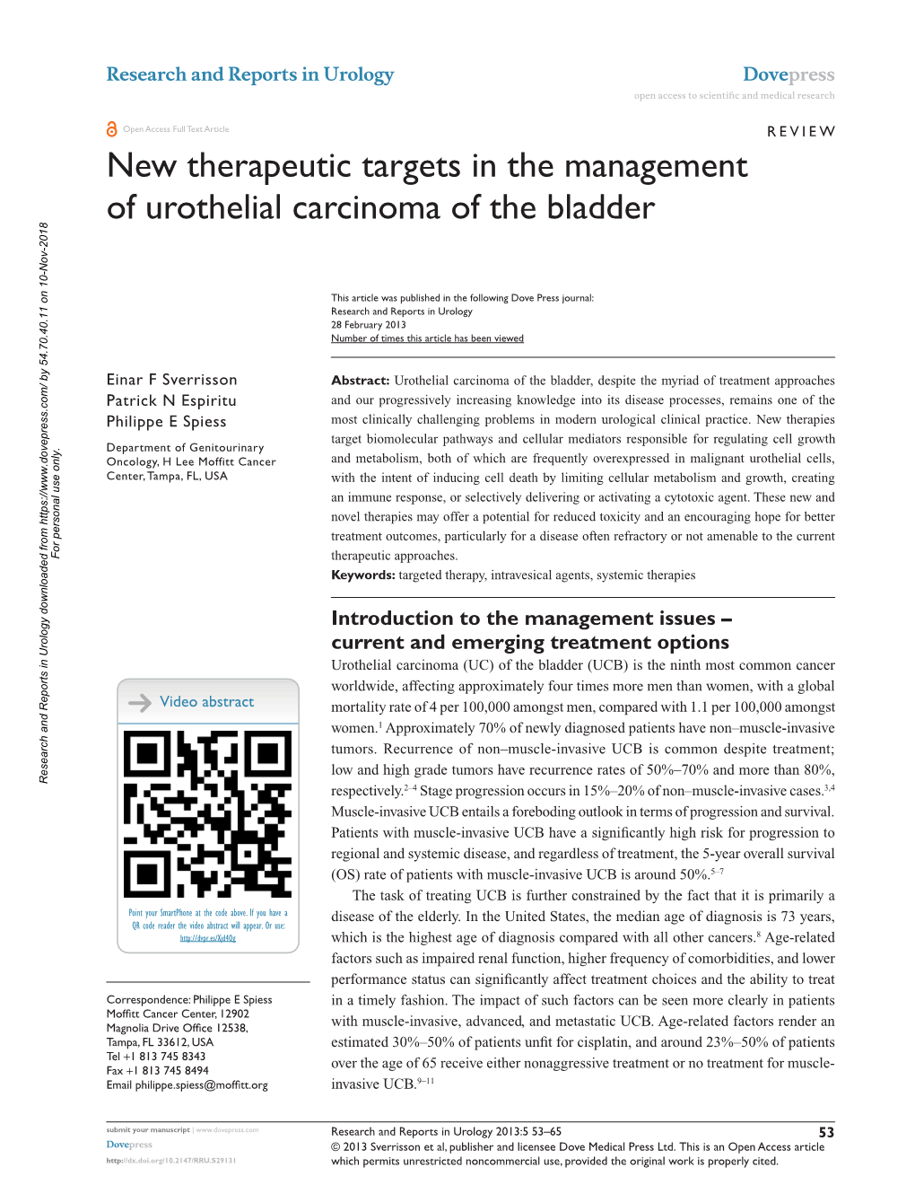 New Therapeutic Targets in the Management of Urothelial Carcinoma of the Bladder